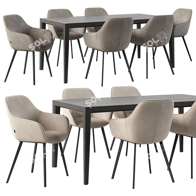 Stylish Dining Set Aminy-Nizou 3D model image 2