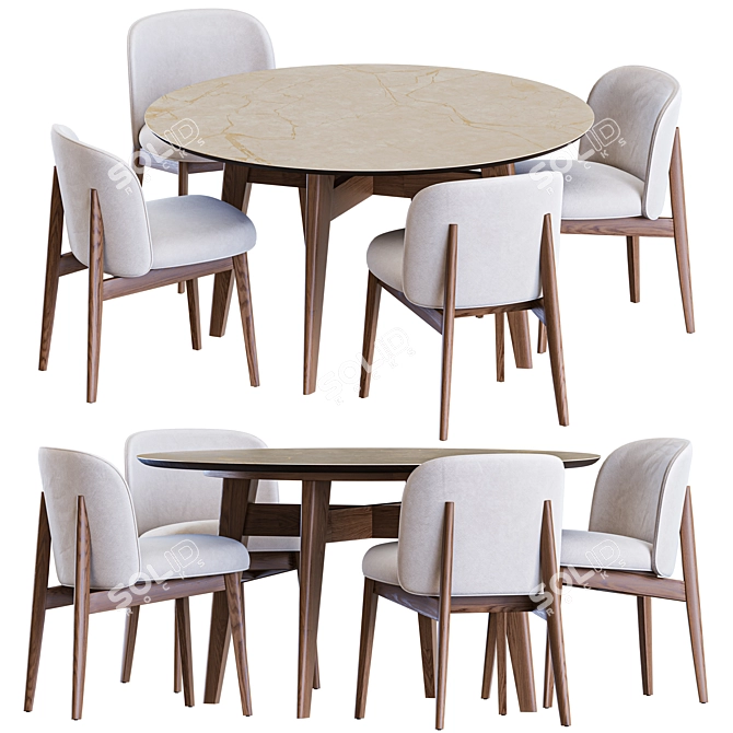 Modern Abrey Table and Chair Set 3D model image 1