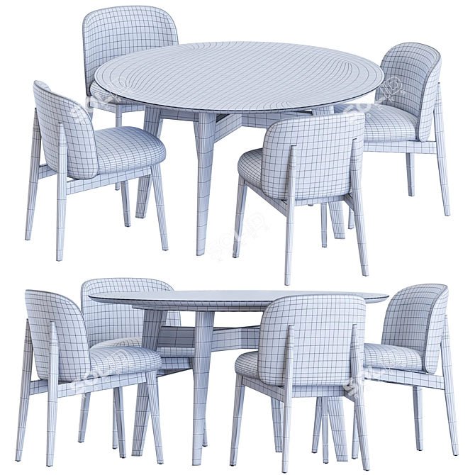 Modern Abrey Table and Chair Set 3D model image 3