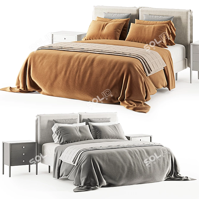 Moderno India Queen Bed 3D model image 1