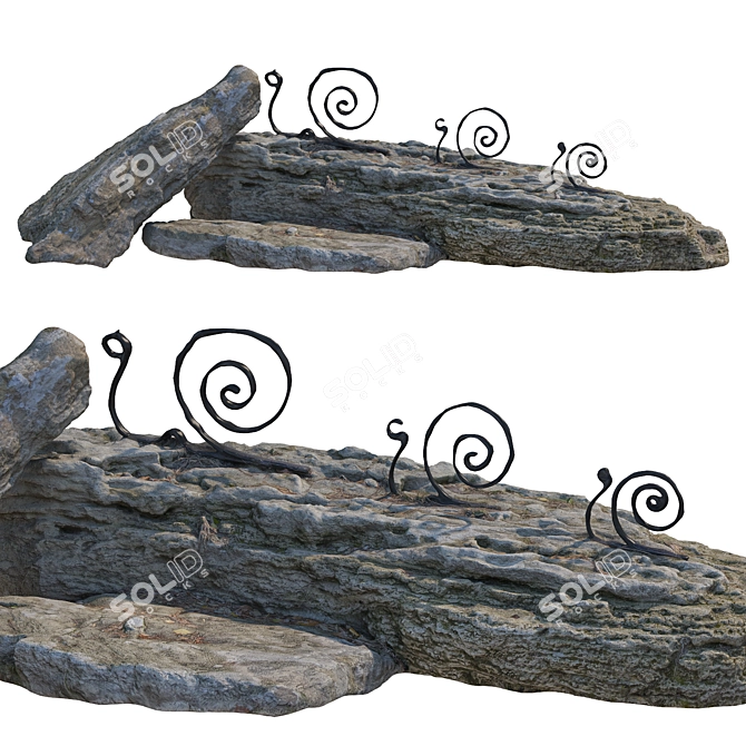 Decorative Stone with Snail Details 3D model image 3