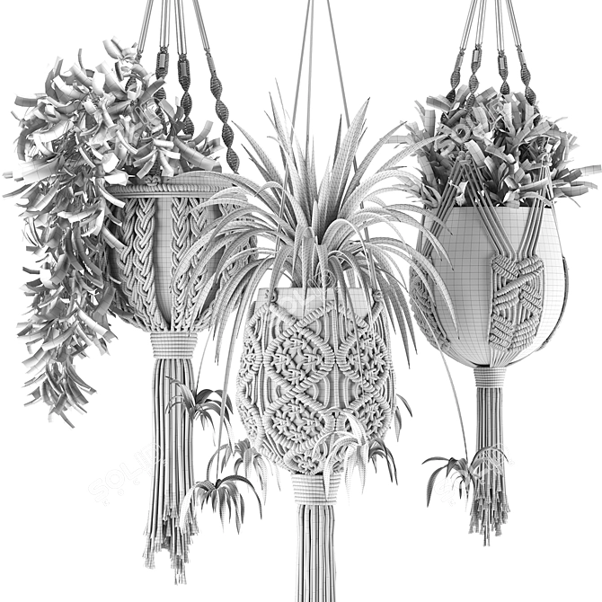 Handcrafted Macrame Plant Hangers 3D model image 6