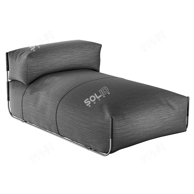 Square Chaise Longue with Backrest 3D model image 1