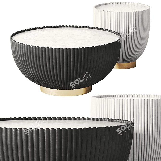 Turin Modern Stone Metal Tables 3D model image 1