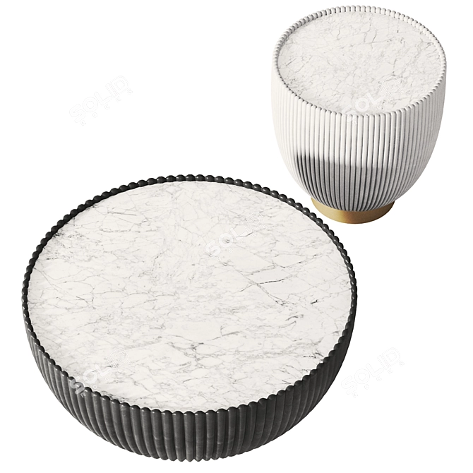 Turin Modern Stone Metal Tables 3D model image 2