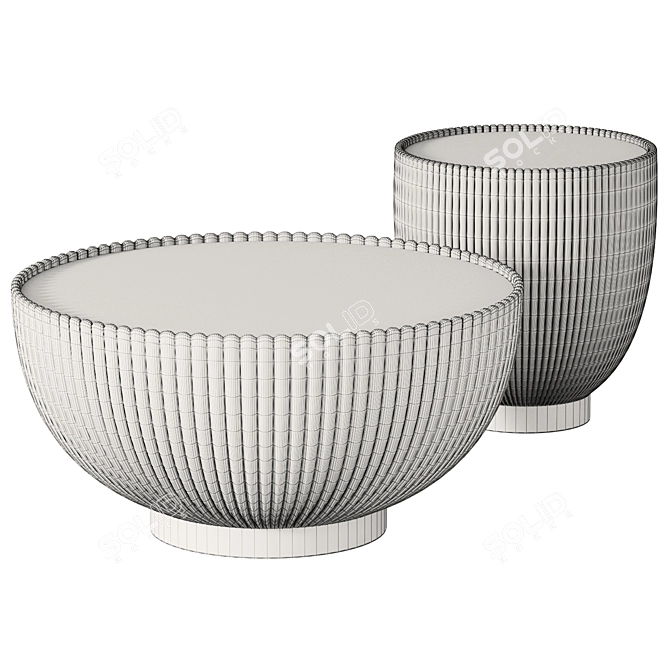 Turin Modern Stone Metal Tables 3D model image 3