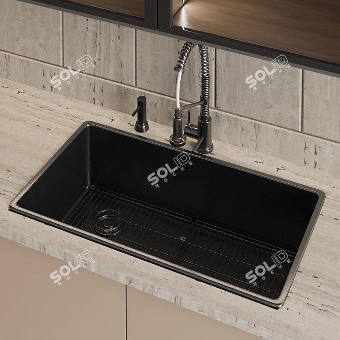 Modern L-Shape Minimalist Kitchen 3D 3D model image 5