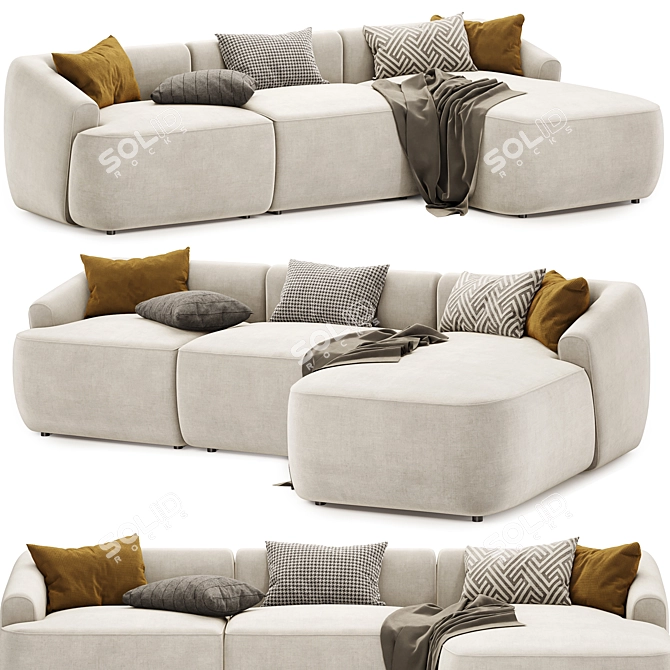Sofia Beige Modular Sectional Sofa 3D model image 1