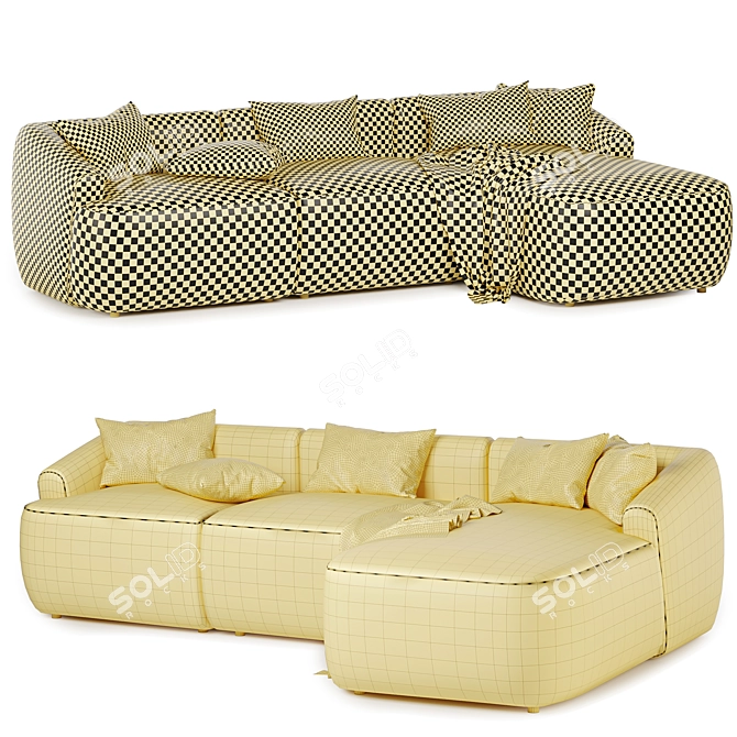 Sofia Beige Modular Sectional Sofa 3D model image 3