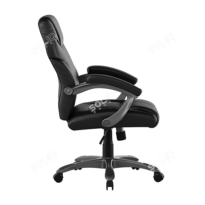 Executive Office Chair in Black Leather 3D model image 2