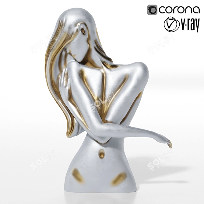 Elegant Woman Sculpture 3D model image 1