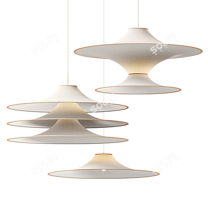 Bamboo SS01 Fabric Pendant Lights 3D model image 1