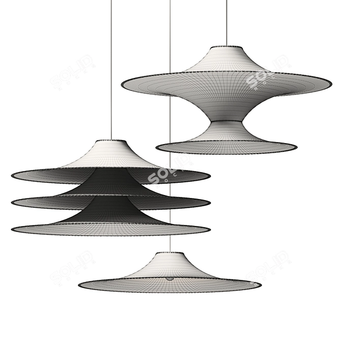 Bamboo SS01 Fabric Pendant Lights 3D model image 2