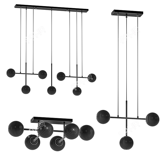 Modern Steel and Glass Pendant 3D model image 5