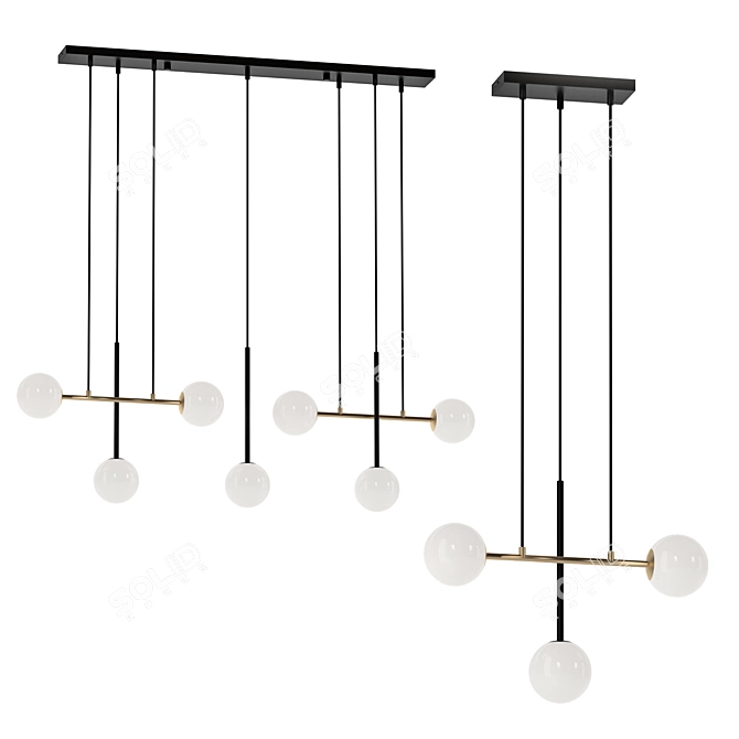 Modern Steel and Glass Pendant 3D model image 6