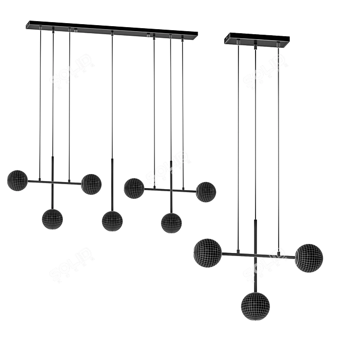 Modern Steel and Glass Pendant 3D model image 7