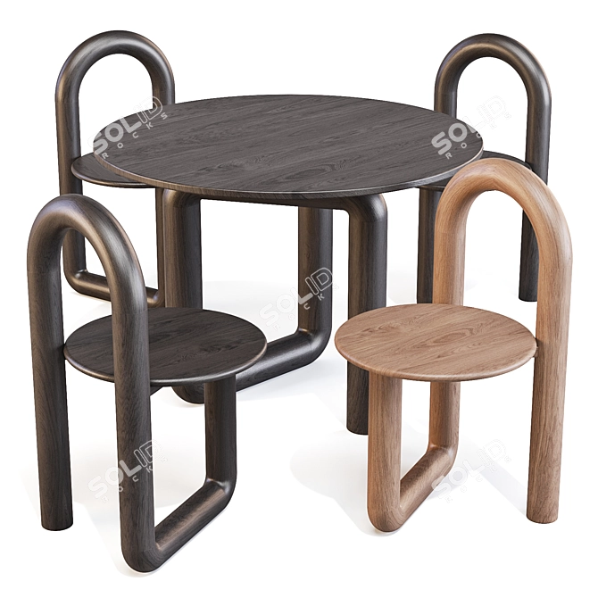 Handcrafted Mono Dining Set 3D model image 1