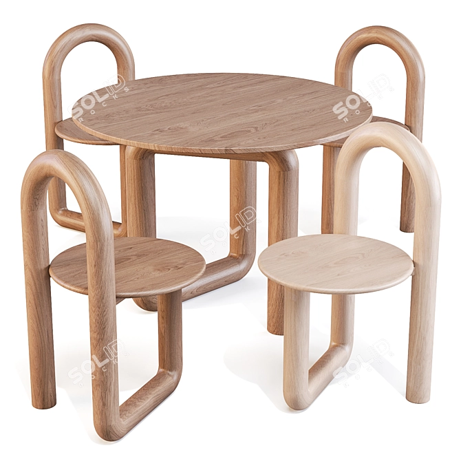 Handcrafted Mono Dining Set 3D model image 2