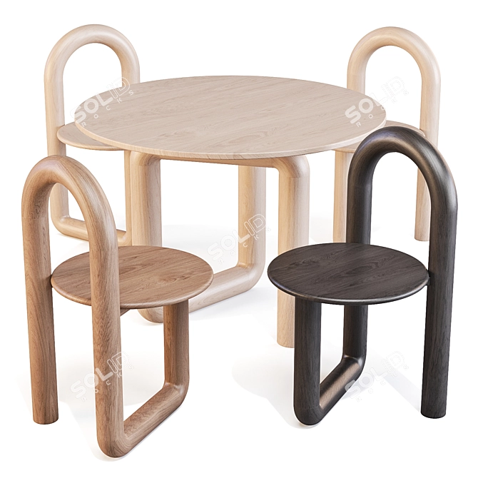 Handcrafted Mono Dining Set 3D model image 3