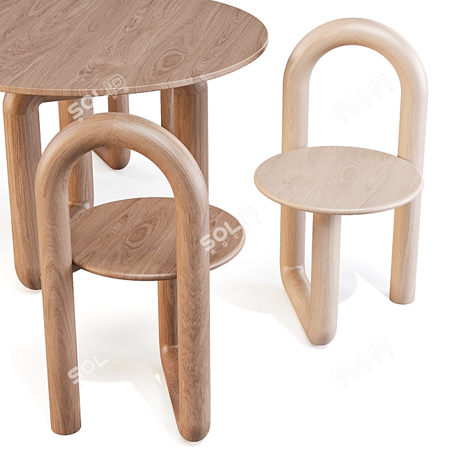 Handcrafted Mono Dining Set 3D model image 4