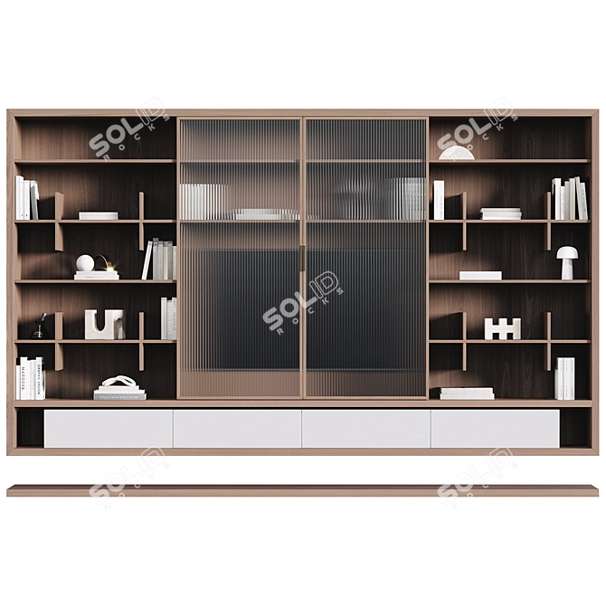 Modern Glass-Panel TV Stand 3D model image 1