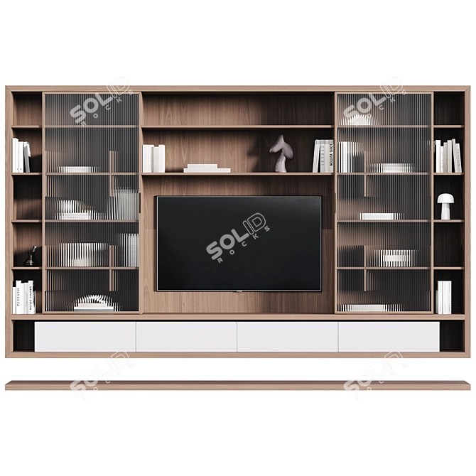 Modern Glass-Panel TV Stand 3D model image 2