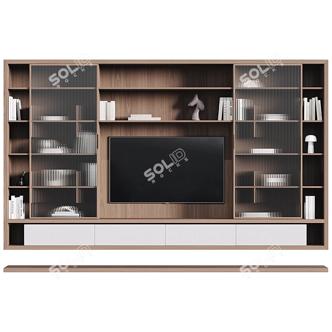 Modern Glass-Panel TV Stand 3D model image 11