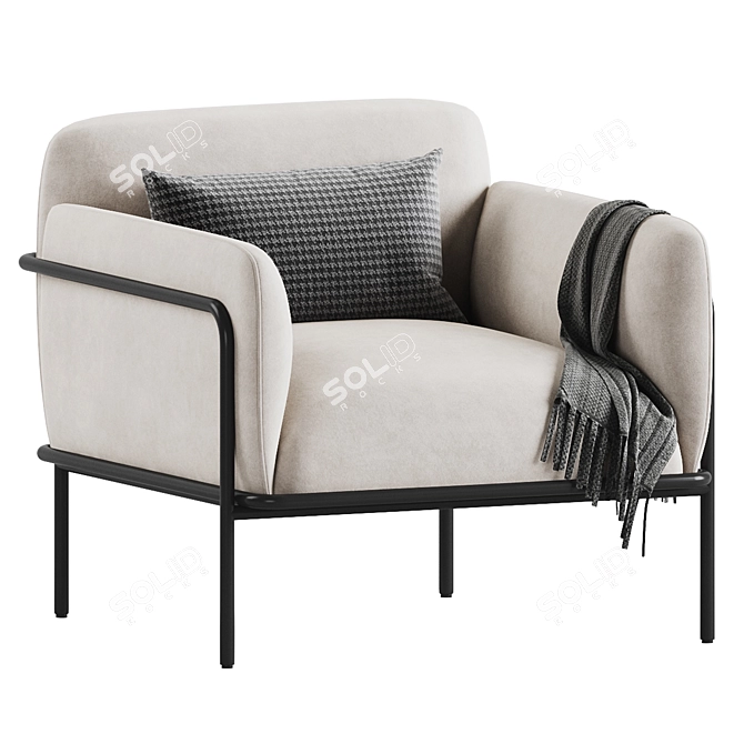 Opulent Velvet Upholstered Scribe Armchair 3D model image 1