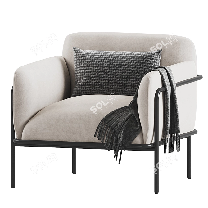Opulent Velvet Upholstered Scribe Armchair 3D model image 2