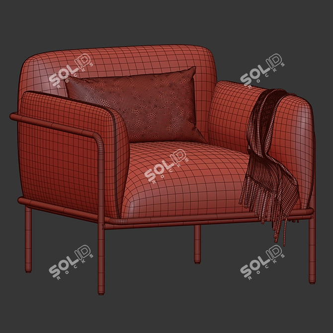 Opulent Velvet Upholstered Scribe Armchair 3D model image 3