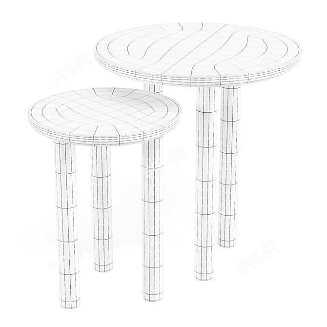 Luxury French Design Collection Side Tables 3D model image 5