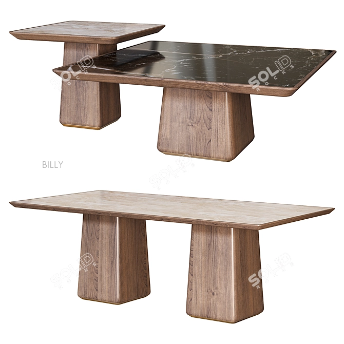 Elegance Marble Coffee Tables Set 3D model image 1