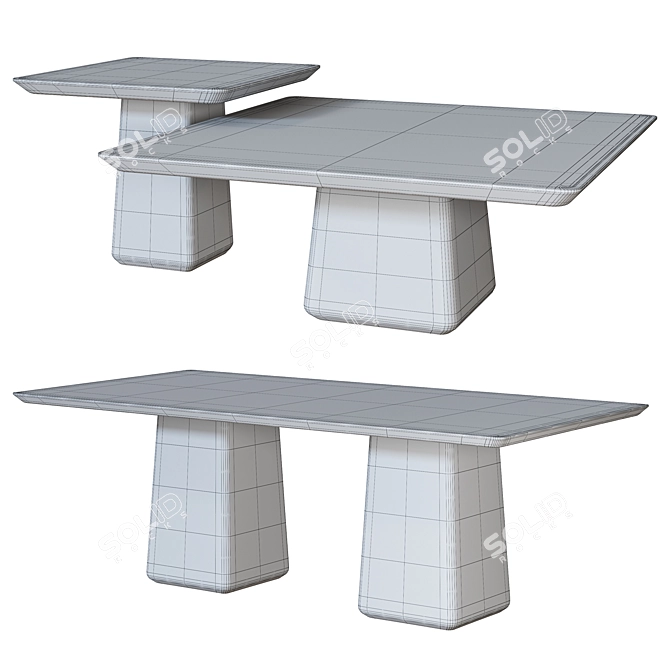 Elegance Marble Coffee Tables Set 3D model image 3