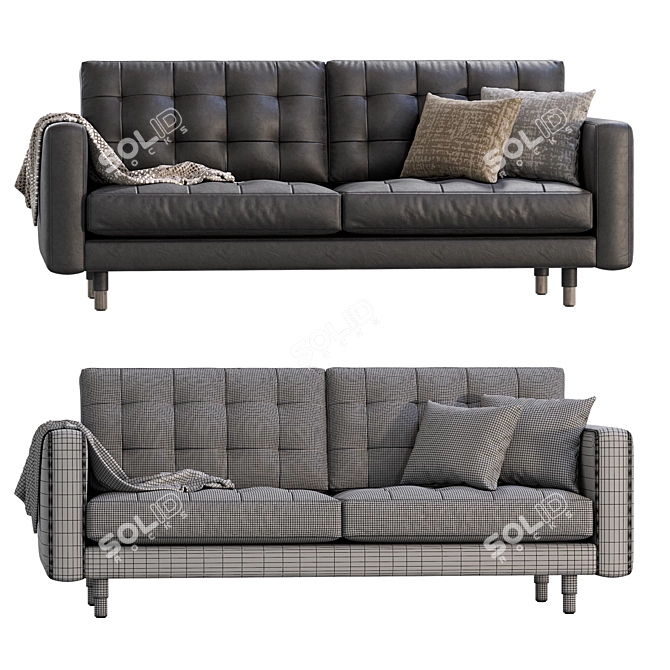 Sleek Leather Sofa by IKEA 3D model image 4