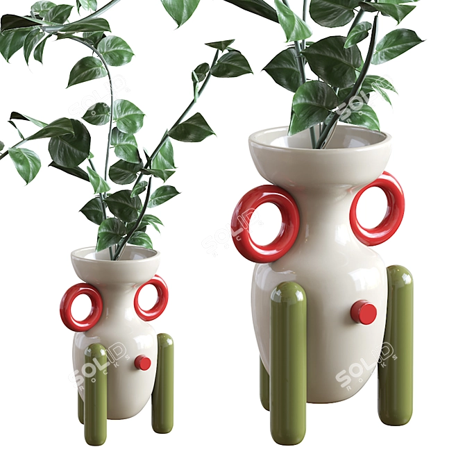 Handmade Ceramic Explorer Vases 3D model image 1