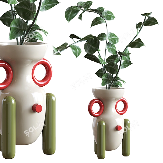 Handmade Ceramic Explorer Vases 3D model image 2