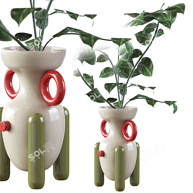 Handmade Ceramic Explorer Vases 3D model image 3