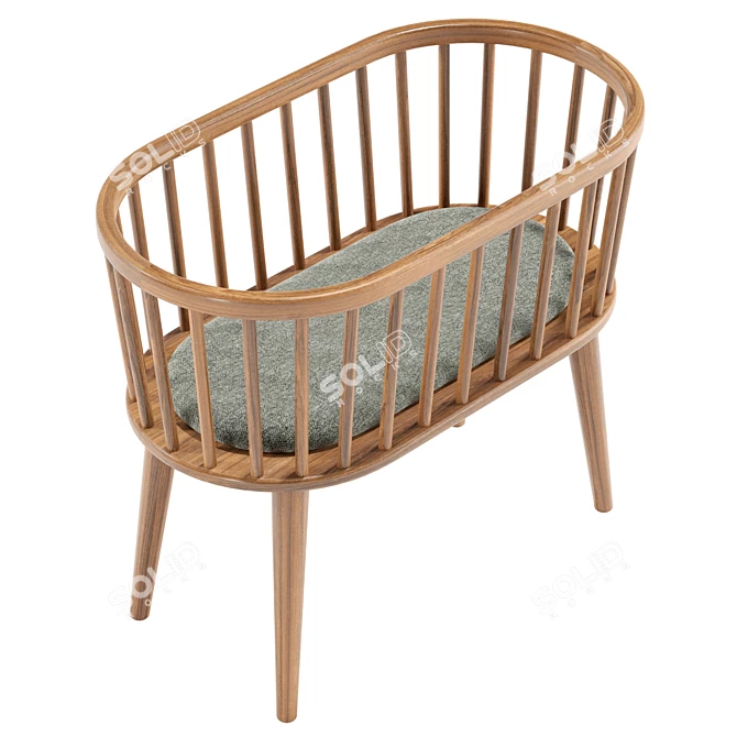 Modern Mid-Century Style Bassinet 3D model image 3