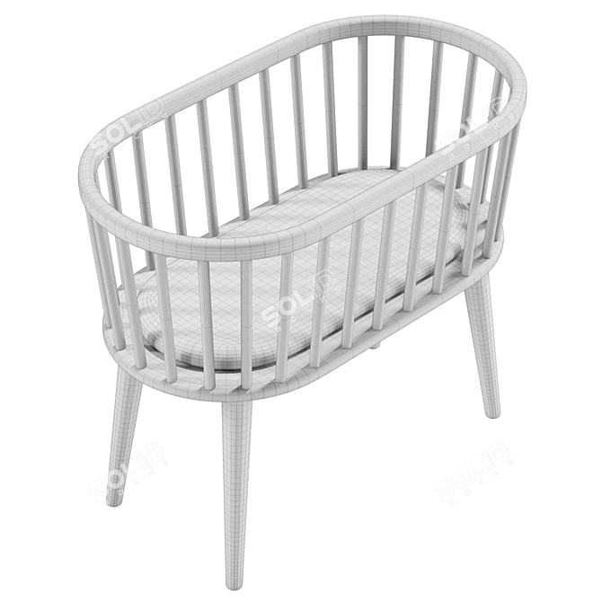 Modern Mid-Century Style Bassinet 3D model image 4