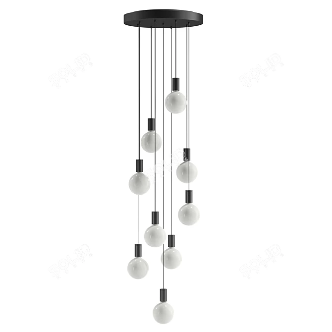 9-Light Chandelier Sphere - Large Scale UV Unwrap 3D model image 1