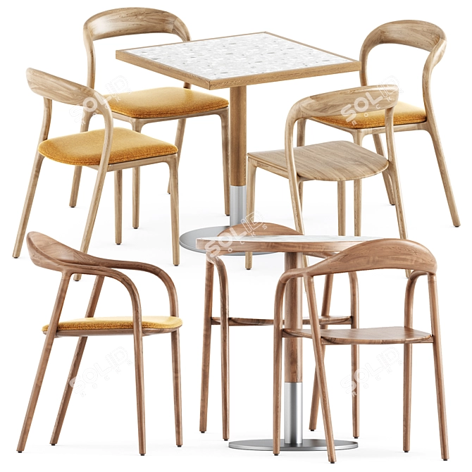 Stylish Neva Chairs, Briscola Table 3D model image 1