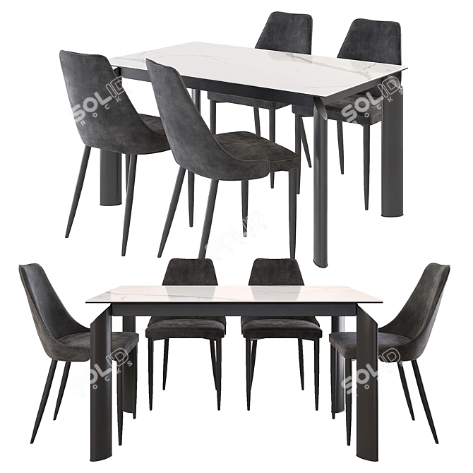 Elegant Aero Toscana Dining Set 3D model image 2