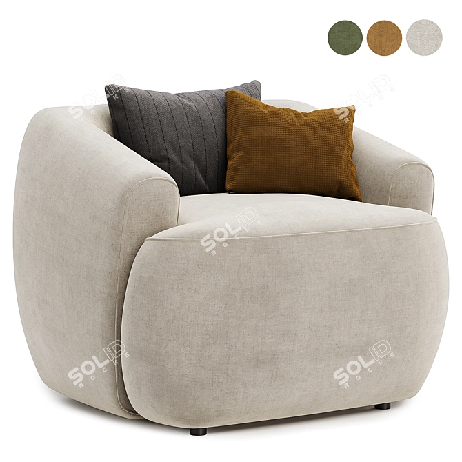 Sofia Armchair in 3 Colors 3D model image 1