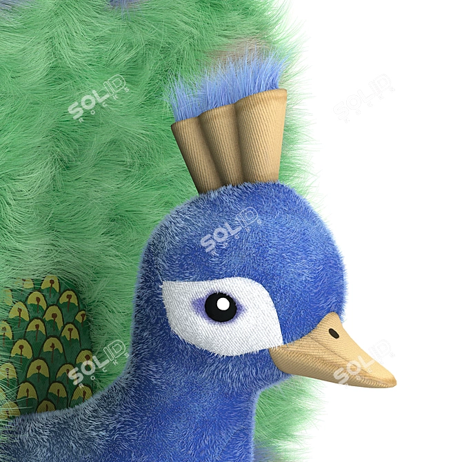 Plush Peacock Toy 3D model image 2