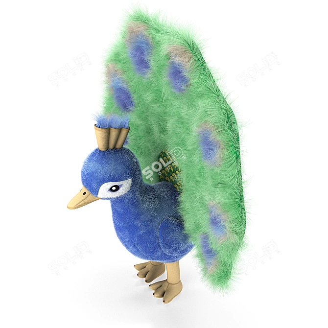 Plush Peacock Toy 3D model image 4