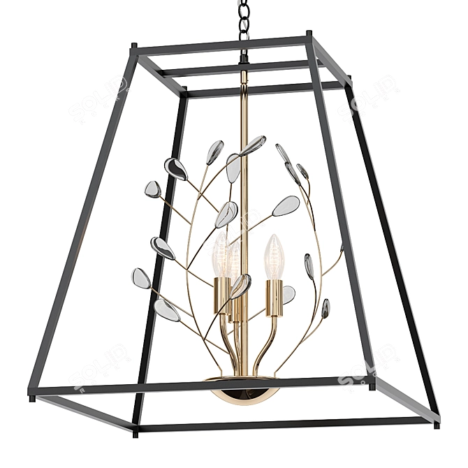 Black Gold Crystal Lantern Chandelier 3D model image 1