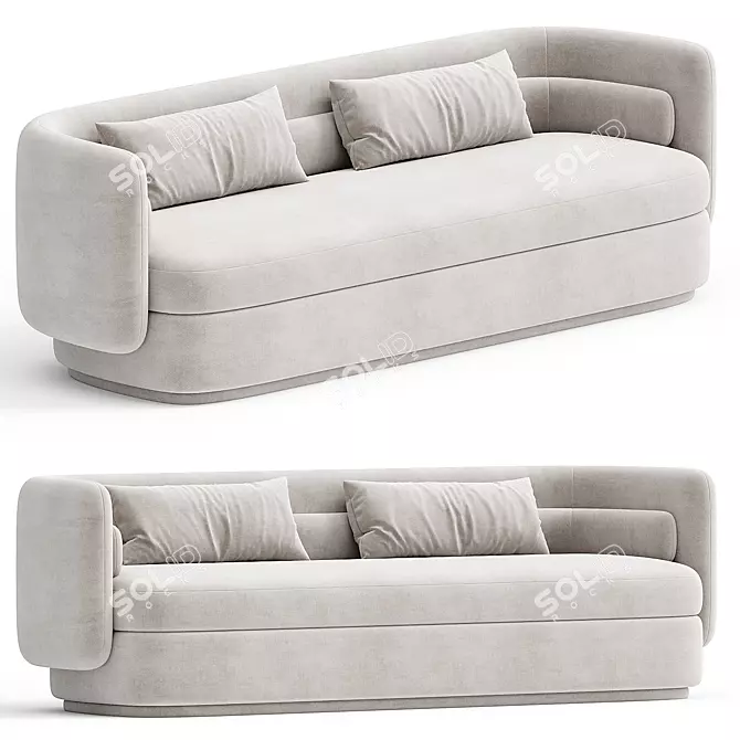 Modern Gray Bouclé Sofa: 3Ds Max, Corona, OBJ 3D model image 1