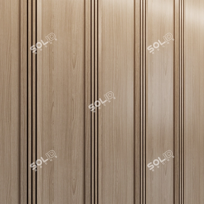 Brass-Trimmed Wood Wall Panels 3D model image 3