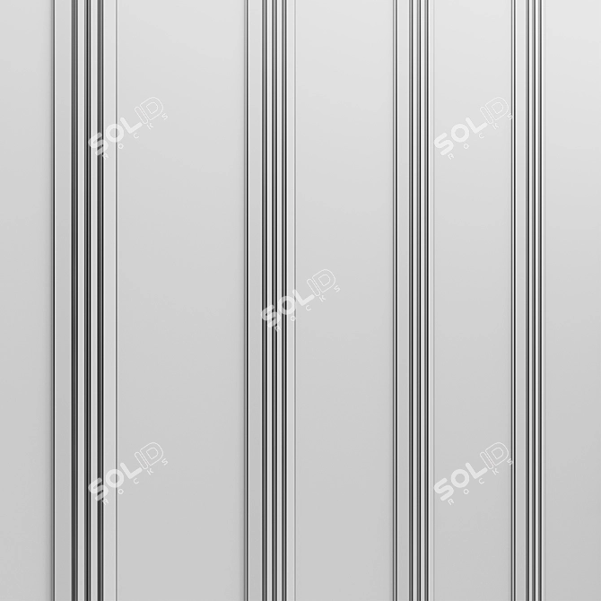 Brass-Trimmed Wood Wall Panels 3D model image 6