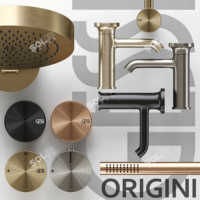 Gessi ORIGINI Bathroom Faucet Set 3D model image 2